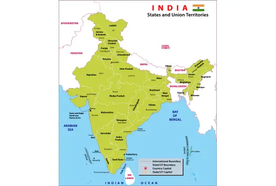 India states capitals map